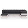 vidaXL 6 Piece Wood Garden Lounge Set in White