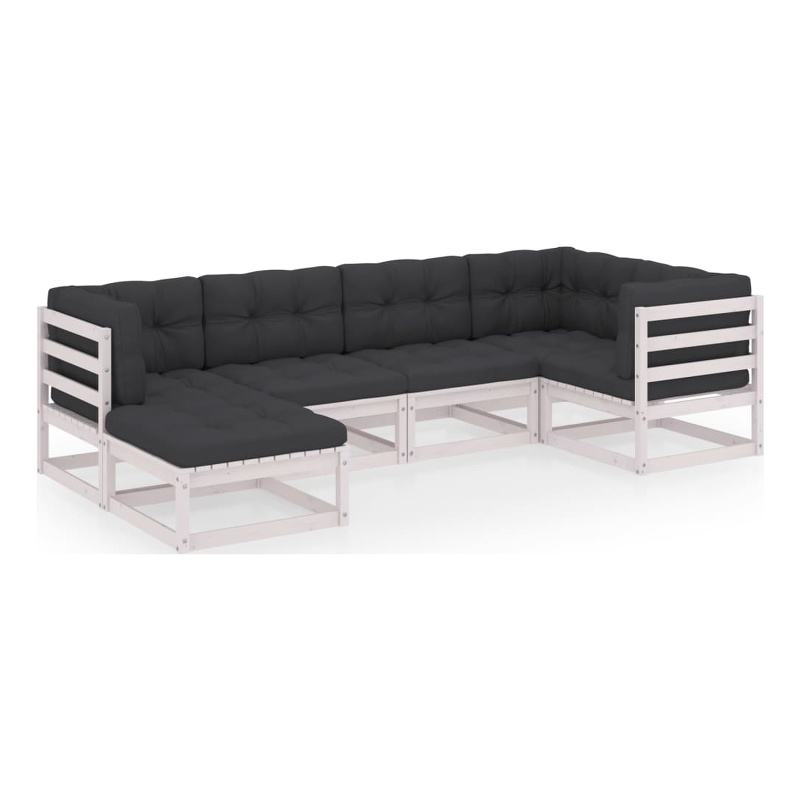 vidaXL 6 Piece Wood Garden Lounge Set in White