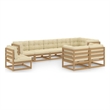 vidaXL 9 Piece Wood Garden Lounge Set in Brown/Cream