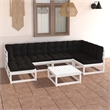 vidaXL 7 Piece Wood Garden Lounge Set in White/Anthracite