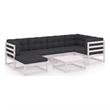 vidaXL 7 Piece Wood Garden Lounge Set in White/Anthracite