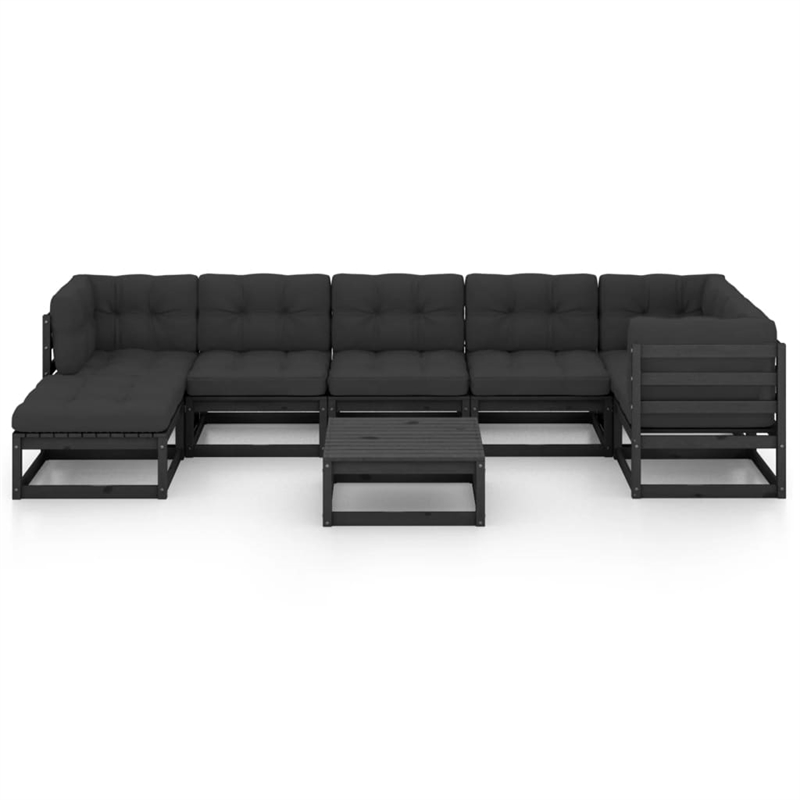 vidaXL 8 Piece Wood Garden Lounge Set in Black/Anthracite