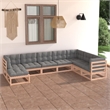 vidaXL 8 Piece Wood Garden Lounge Set in Gray/Natural