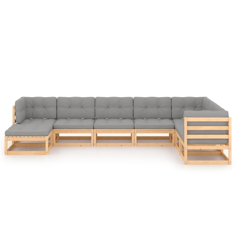 vidaXL 8 Piece Wood Garden Lounge Set in Gray/Natural