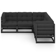 vidaXL 5 Piece Wood Medium Garden Lounge Set in Black