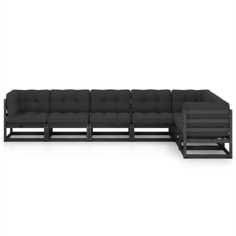 vidaXL 7 Piece Wood Garden Lounge Set in Black