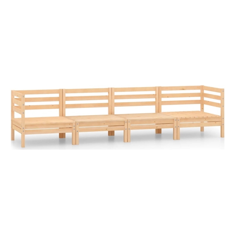 vidaXL 4 Piece Wood Medium Garden Lounge Set in Natural