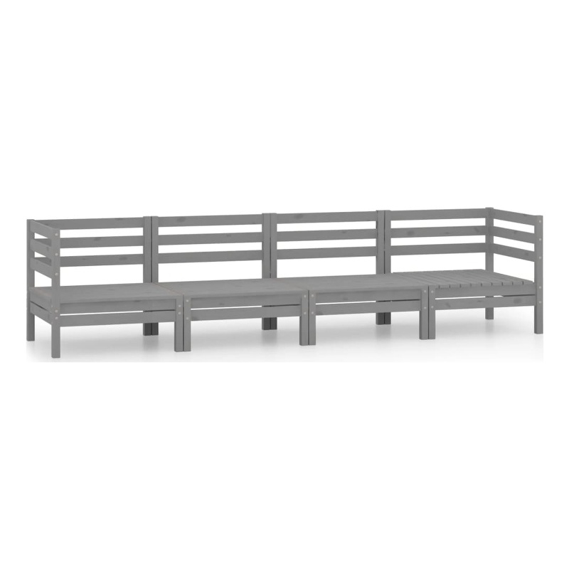vidaXL 4 Piece Wood Medium Garden Lounge Set in Gray