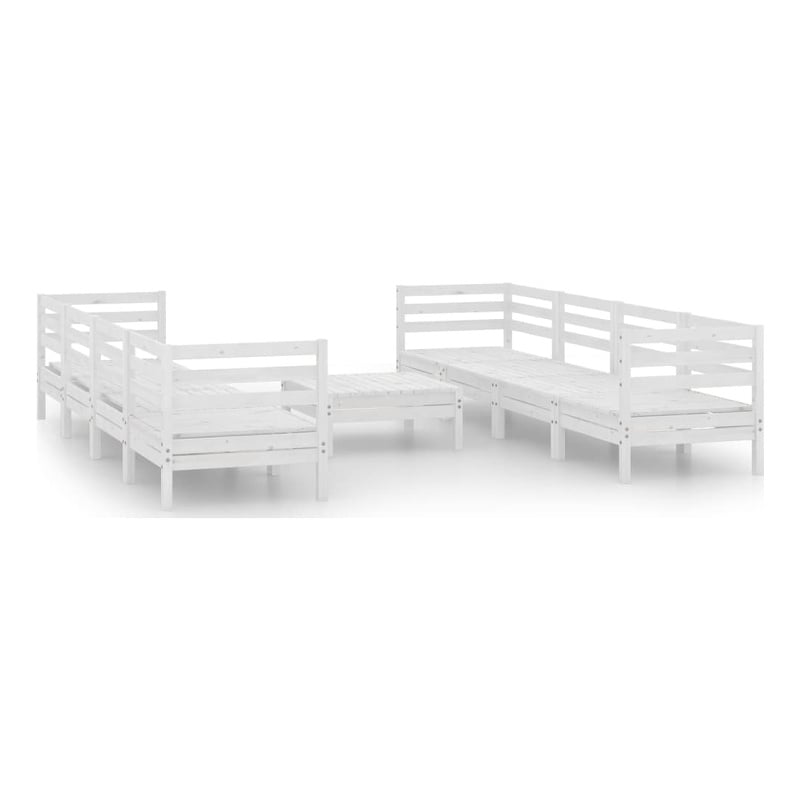 vidaXL 9 Piece Wood Large Garden Lounge Set in White