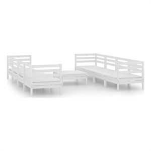 vidaXL 9 Piece Wood Large Garden Lounge Set in White