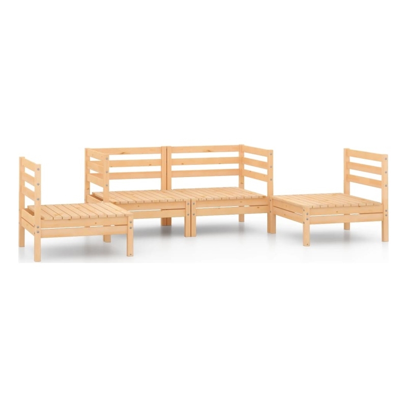 vidaXL 4 Piece Wood Medium Garden Lounge Set in Natural