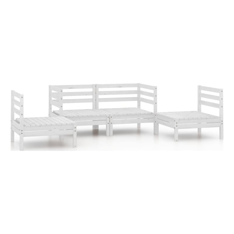 vidaXL 4 Piece Wood Medium Garden Lounge Set in White