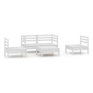 vidaxl 5 piece wood medium garden lounge set in white