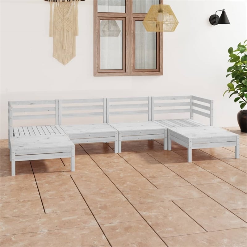 vidaXL 6 Piece Wood Garden Lounge Set in White