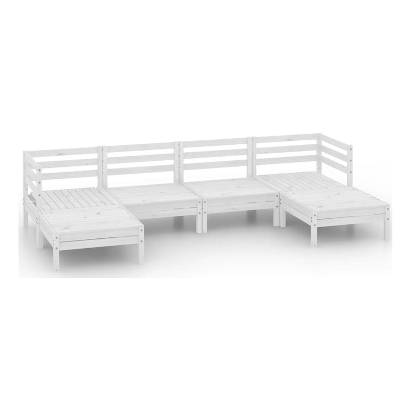 vidaXL 6 Piece Wood Garden Lounge Set in White