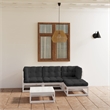 vidaXL 5 Piece Wood Garden Lounge Set in White/Anthracite