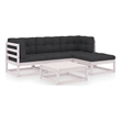 vidaXL 5 Piece Wood Garden Lounge Set in White/Anthracite