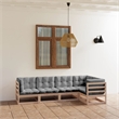 vidaXL 5 Piece Wood Garden Lounge Set in Gray/Natural