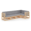 vidaXL 5 Piece Wood Garden Lounge Set in Gray/Natural