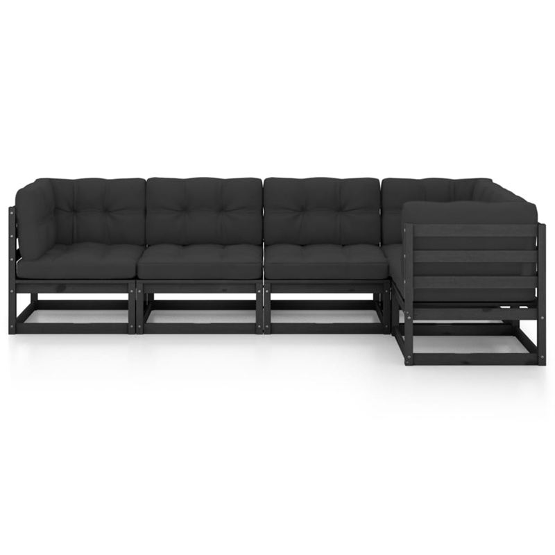 vidaXL 5 Piece Wood Garden Lounge Set in Black