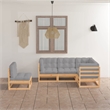 vidaXL 5 Piece Wood Garden Lounge Set in Gray/Natural