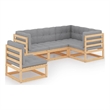 vidaXL 5 Piece Wood Garden Lounge Set in Gray/Natural