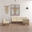 vidaXL 5 Piece Wood Garden Lounge Set in Brown/Cream