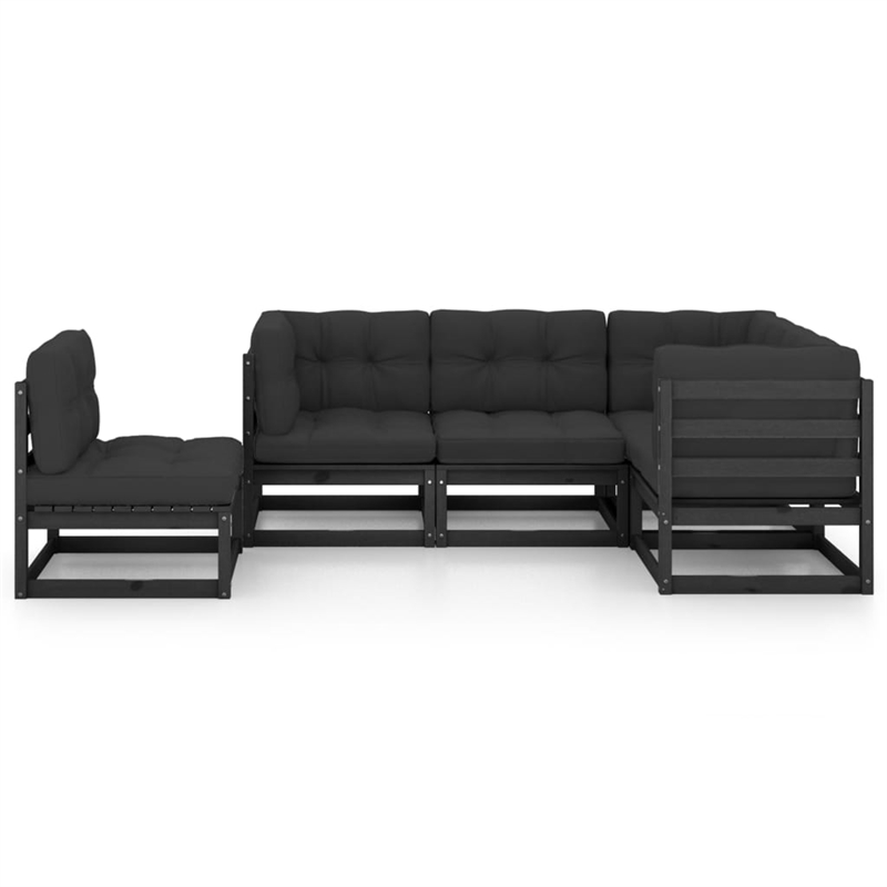vidaXL 5 Piece Wood Medium Garden Lounge Set in Black