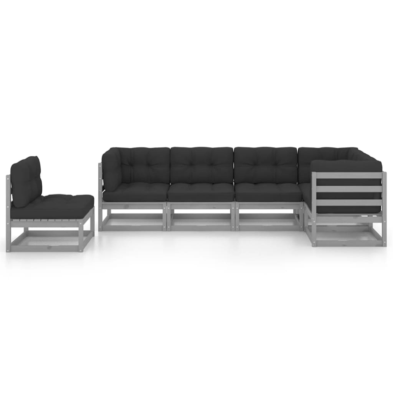 vidaXL 6 Piece Wood Garden Lounge Set in Gray