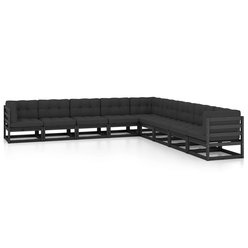 vidaXL 9 Piece Wood Garden Lounge Set in Black/Anthracite
