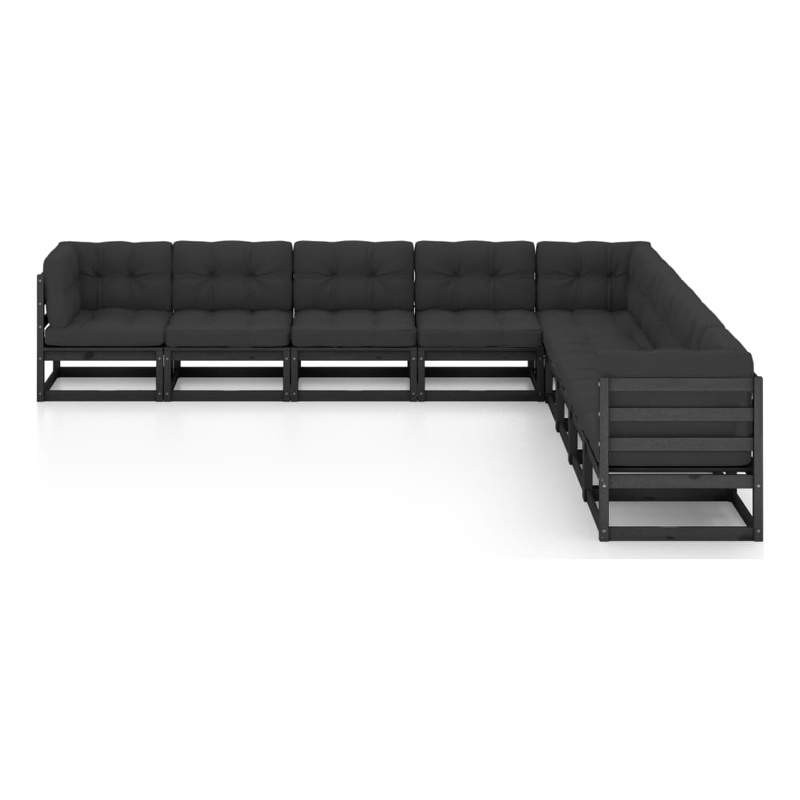 vidaXL 9 Piece Wood Garden Lounge Set in Black/Anthracite