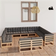 vidaXL 12 Piece Wood Garden Lounge Set in Gray/Natural