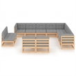 vidaXL 12 Piece Wood Garden Lounge Set in Gray/Natural