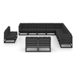 vidaXL 13 Piece Wood Large Garden Lounge Set in Black
