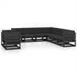vidaXL 9 Piece Wood Large Garden Lounge Set in Black