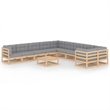 vidaXL 11 Piece Wood Garden Lounge Set in Gray/Natural
