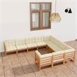 vidaXL 10 Piece Wood Garden Lounge Set in Brown/Cream