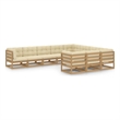 vidaXL 10 Piece Wood Garden Lounge Set in Brown/Cream