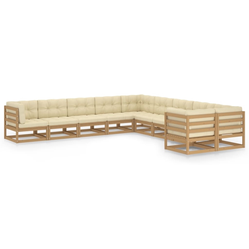 vidaXL 10 Piece Wood Medium Garden Lounge Set in Brown