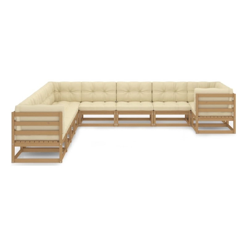 vidaXL 10 Piece Wood Medium Garden Lounge Set in Brown