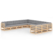 vidaXL 11 Piece Wood Garden Lounge Set in Gray/Natural