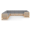vidaXL 11 Piece Wood Garden Lounge Set in Gray/Natural