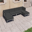 vidaXL 6 Piece Wood Small Garden Lounge Set in Gray