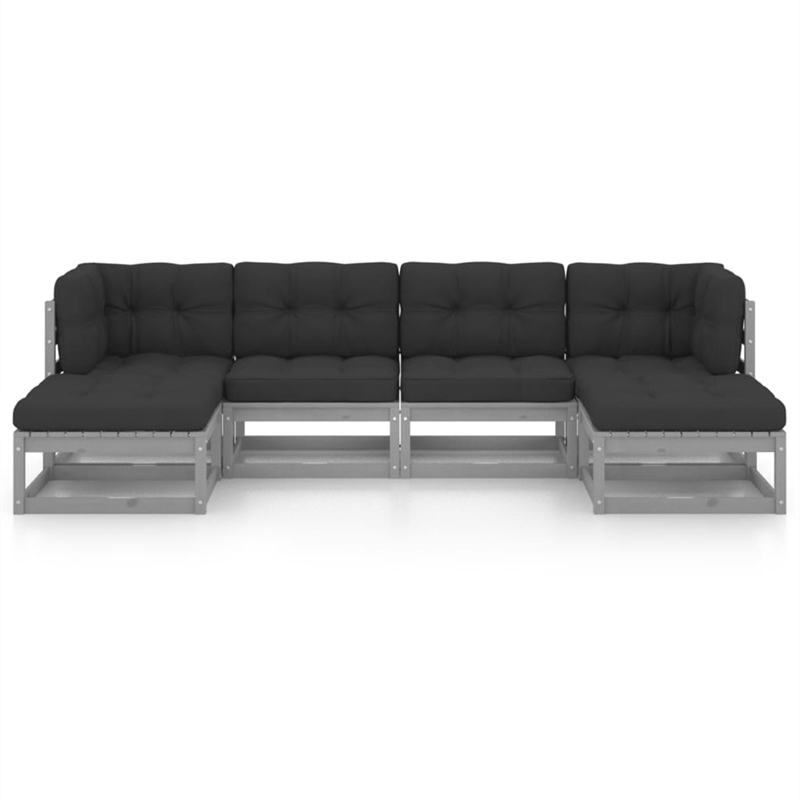 vidaXL 6 Piece Wood Small Garden Lounge Set in Gray