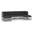vidaXL 6 Piece Wood Small Garden Lounge Set in Gray