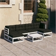 vidaXL 7 Piece Wood Garden Lounge Set in White/Anthracite