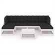 vidaXL 7 Piece Wood Garden Lounge Set in White/Anthracite