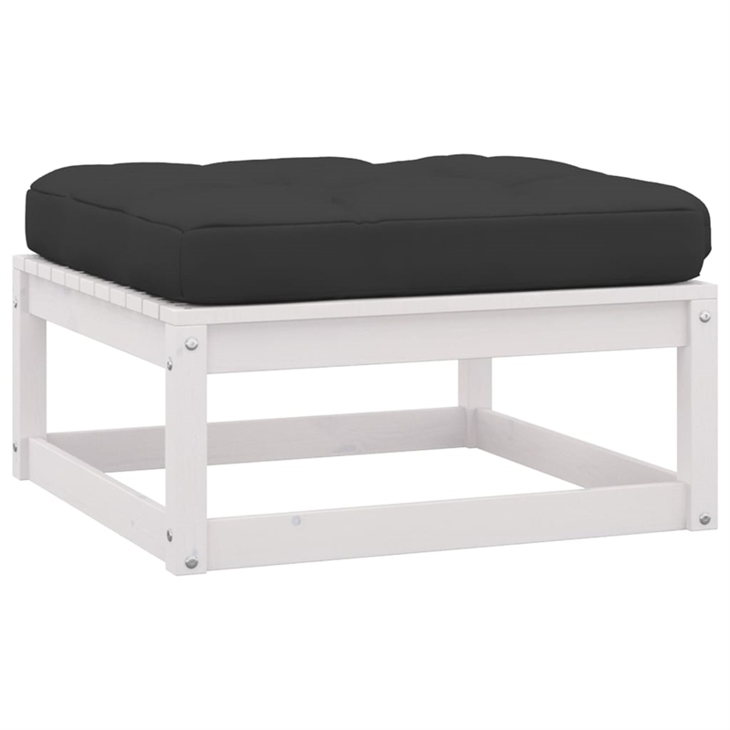 vidaXL 7 Piece Wood Garden Lounge Set in White/Anthracite