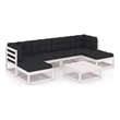 vidaXL 7 Piece Wood Garden Lounge Set in White/Anthracite