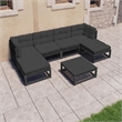 vidaXL Wood Small Garden Lounge Set in Black/Anthracite